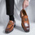 Men's brown retro metal buckle penny slip on dress shoe 05