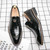 Men's black retro croc pattern metal ornament slip on dress shoe 09