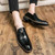 Men's black retro croc pattern metal ornament slip on dress shoe 04
