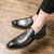 Men's grey retro croc pattern metal ornament slip on dress shoe 06