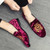 Men's red suede pattern on vamp slip on dress shoe 07