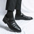 Men's black cut out buckle strap slip on dress shoe 03