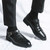 Men's black cut out buckle strap slip on dress shoe 06