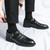 Men's black cut out buckle strap slip on dress shoe 07