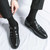 Men's black cut out buckle strap slip on dress shoe 08