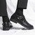 Men's black cut out buckle strap slip on dress shoe 09