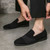 Men's black suede splicing accents slip on dress shoe 07