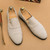 Men's beige suede splicing accents slip on dress shoe 08