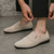 Men's beige suede splicing accents slip on dress shoe 06