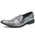 Men's black discolour pattern metal buckle slip on dress shoe 01