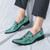 Men's blue discolour pattern metal buckle slip on dress shoe 02