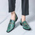 Men's blue discolour pattern metal buckle slip on dress shoe 03