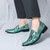 Men's blue discolour pattern metal buckle slip on dress shoe 04