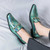 Men's blue discolour pattern metal buckle slip on dress shoe 08