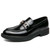 Men's black metal buckle penny slip on dress shoe 01