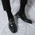 Men's black metal buckle penny slip on dress shoe 04