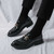 Men's black metal buckle penny slip on dress shoe 05