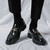 Men's black metal buckle penny slip on dress shoe 08