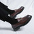 Men's brown metal buckle penny slip on dress shoe 06