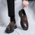 Men's brown metal buckle penny slip on dress shoe 02