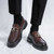 Men's brown metal buckle penny slip on dress shoe 07