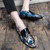 Men's blue tassel snake skin pattern slip on dress shoe 05