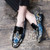 Men's blue tassel snake skin pattern slip on dress shoe 06