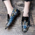 Men's blue tassel snake skin pattern slip on dress shoe 08