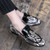 Men's brown tassel snake skin pattern slip on dress shoe 05