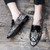 Men's brown tassel snake skin pattern slip on dress shoe 02