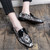 Men's brown tassel snake skin pattern slip on dress shoe 06