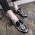 Men's brown tassel snake skin pattern slip on dress shoe 07