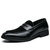 Men's black suede penny strap slip on dress shoe 01
