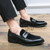 Men's black suede penny strap slip on dress shoe 03