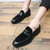 Men's black suede penny strap slip on dress shoe 04