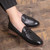 Men's black bow lace on top slip on dress shoe 03