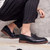 Men's black bow lace on top slip on dress shoe 07