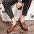Men's brown bow lace on top slip on dress shoe 03