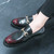 Men's red metal buckle penny strap slip on dress shoe 04