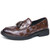 Men's brown retro check pattern tassel slip on dress shoe 01