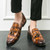 Men's brown retro croc skin pattern tassel slip on dress shoe 07