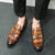 Men's brown retro croc skin pattern tassel slip on dress shoe 04