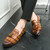 Men's brown retro croc skin pattern tassel slip on dress shoe 06