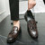 Men's khaki retro croc skin pattern tassel slip on dress shoe 03
