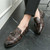 Men's khaki retro croc skin pattern tassel slip on dress shoe 02