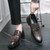 Men's brown metal buckle floral pattern penny slip on dress shoe 07