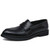 Men's black urban casual penny strap slip on dress shoe 01