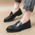 Men's black urban casual penny strap slip on dress shoe 04
