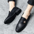 Men's black metal ornament penny slip on dress shoe 06