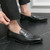 Men's black snake skin pattern penny slip on dress shoe 07